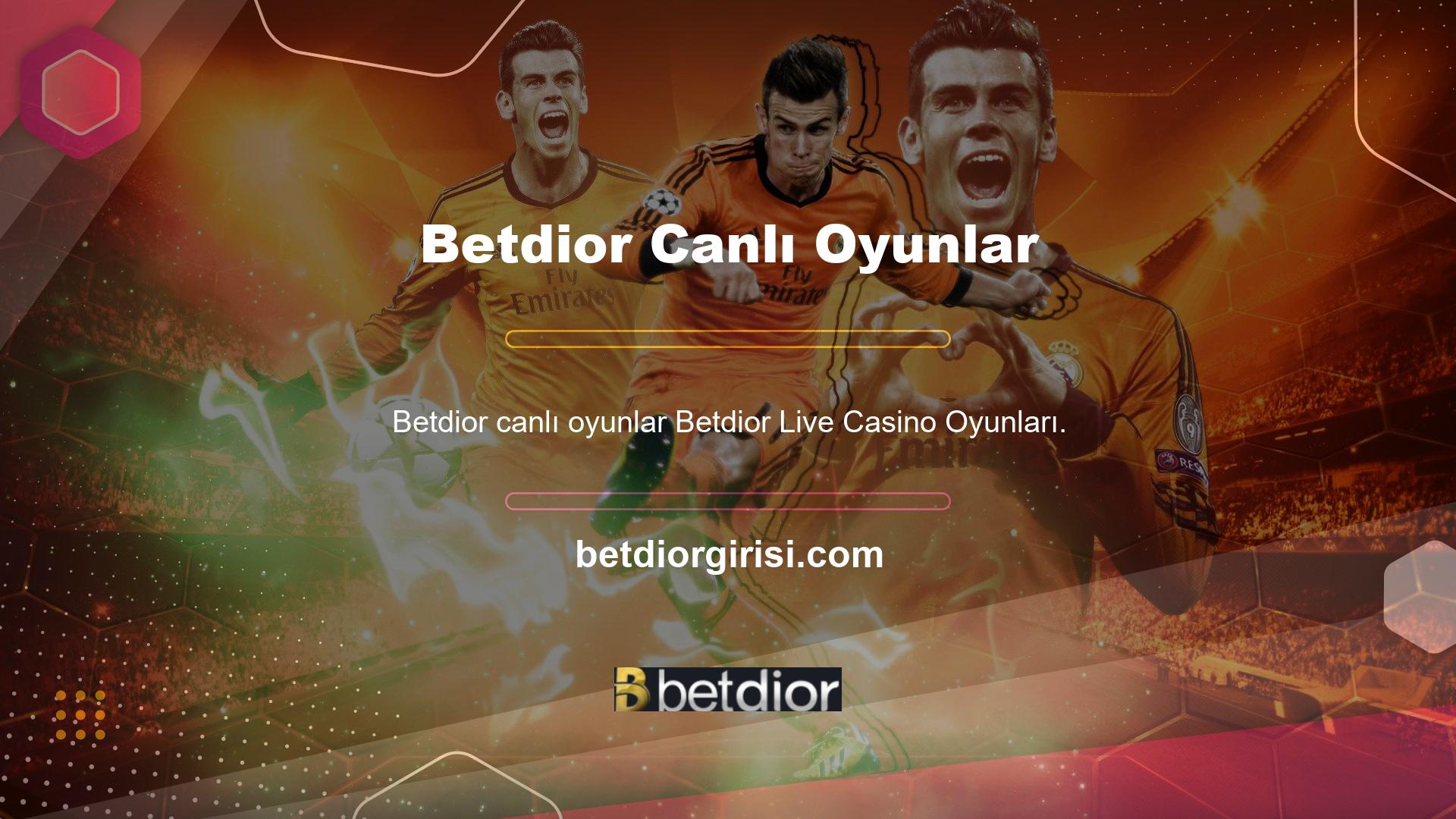 Betdior giriş yapan insanlar mevcut adresler 'Canlı Casino' kutusundan oyunlar seçerek oyunları görüntüleyebilir